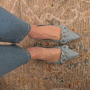Nine West Light Blue Flats with Braided Accent